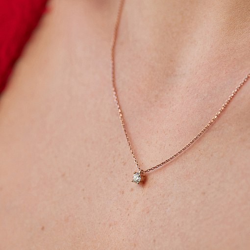 Золоте кольє з одним каменем (діамант) колб0112di 2