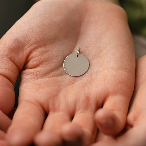 Кулон для гравировки в белом золоте (17 мм) п03520 2