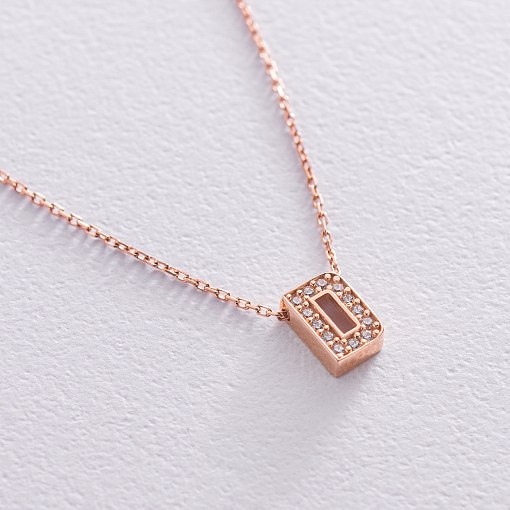 Колье с буквой "D" в красном золоте (фианиты) кол01255D 6