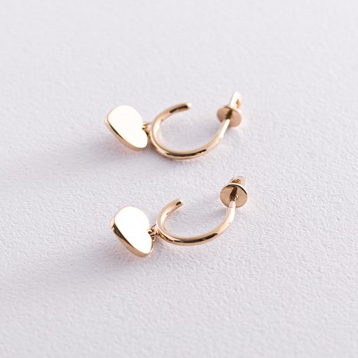 Золотые серьги - пусеты "Сердечки" с07393 7