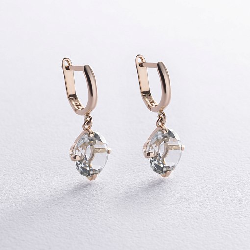 Золотые серьги "Влечение" с зеленым аметистом с08528