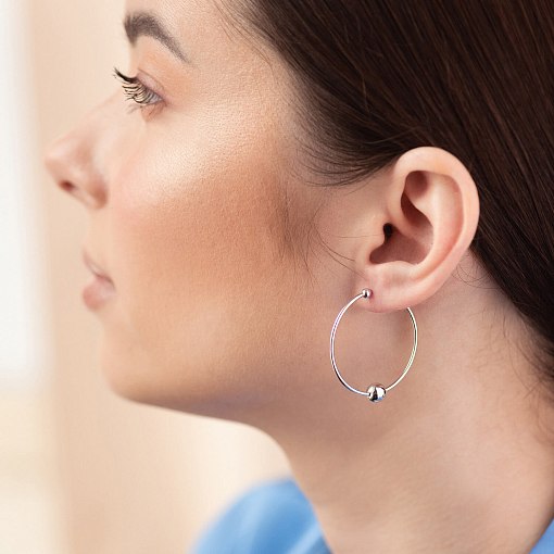 Серьги - кольца Гармония в белом золоте с08364 4