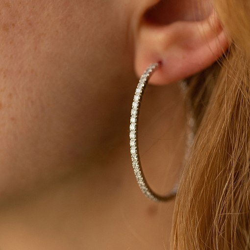 Золотые серьги - кольца с бриллиантами 313231121 4