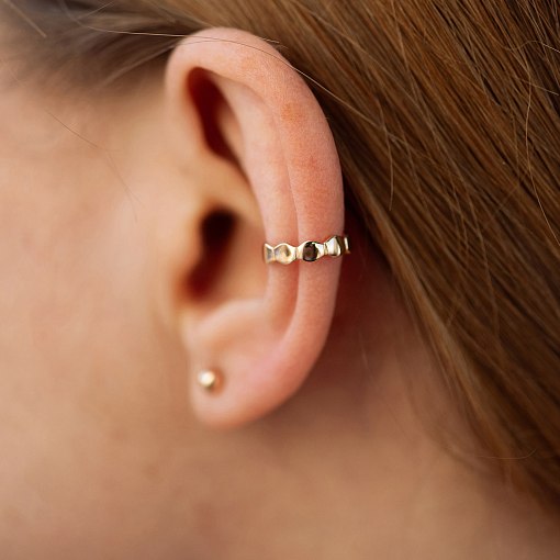 Серьга - каффа "Грани" в красном золоте с07910 5