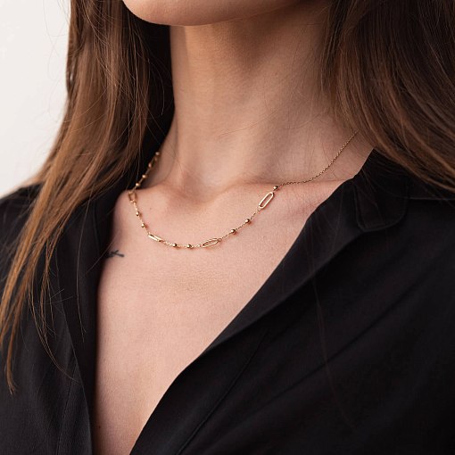 Колье - цепочка "Шарики" в желтом золоте кол02253 5