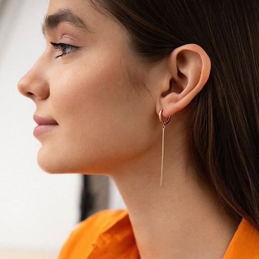 Серьги в красном золоте на английской застежке с07077 2