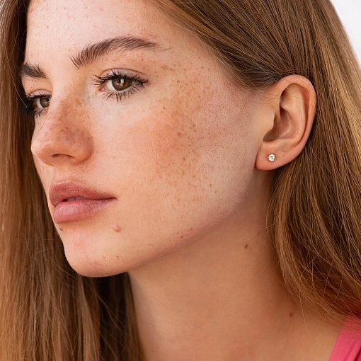 Моносерьга с фианитом (красное золото) с09177 2