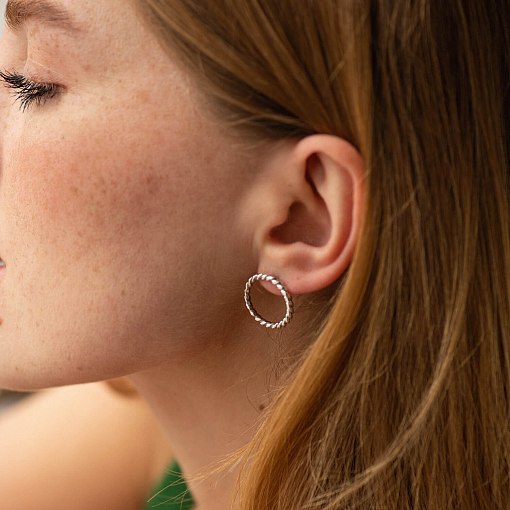 Серьги - пусеты "Триана" в белом золоте с08279 3