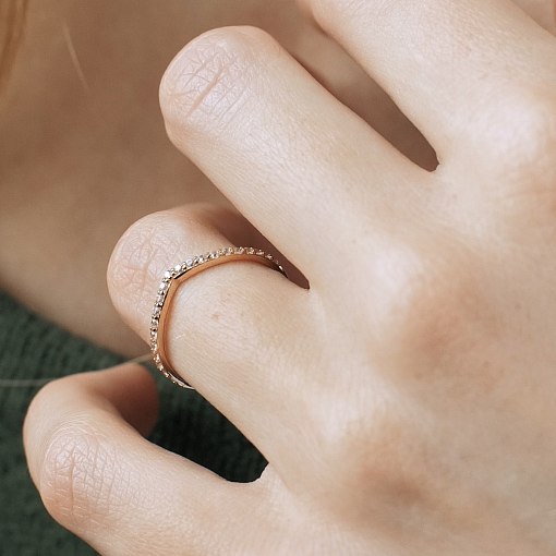 Кольцо "Особенное" с фианитами (желтое золото) к07467 13