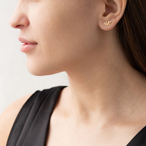 Золотые серьги - пусеты "Веточки" с06736 5