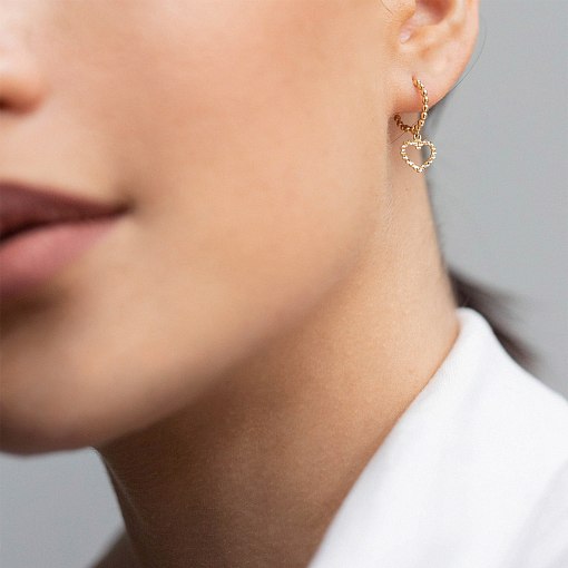 Серьги "Сердечки" в желтом золоте с07103 3