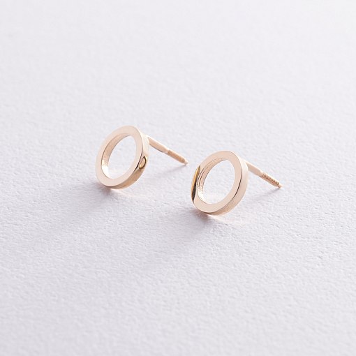 Серьги - пусеты "Круговорот" в желтом золоте с08304 2