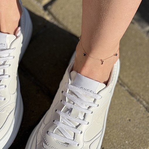 Золотой браслет "Ключики" на ногу (фианиты) б04880 6