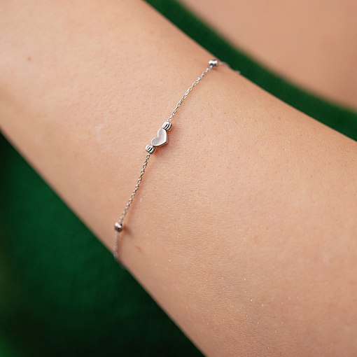 Браслет "Сердечко" в белом золоте б05085 6