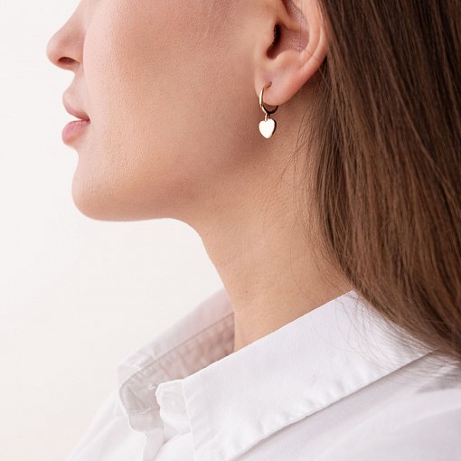 Золотые серьги - пусеты "Сердечки" с07393 8