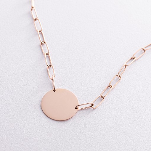 Колье с монеткой для гравировки (красное золото) кол02392 3