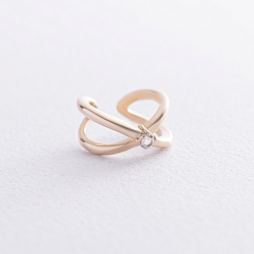 Серьга - каффа с фианитом (желтое золото) с08553