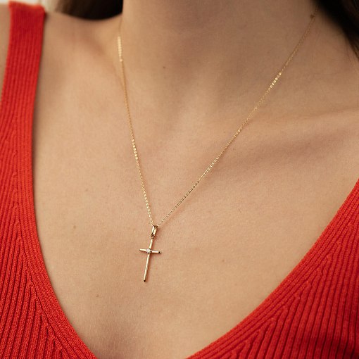 Золотой крестик с фианитом п03798 2