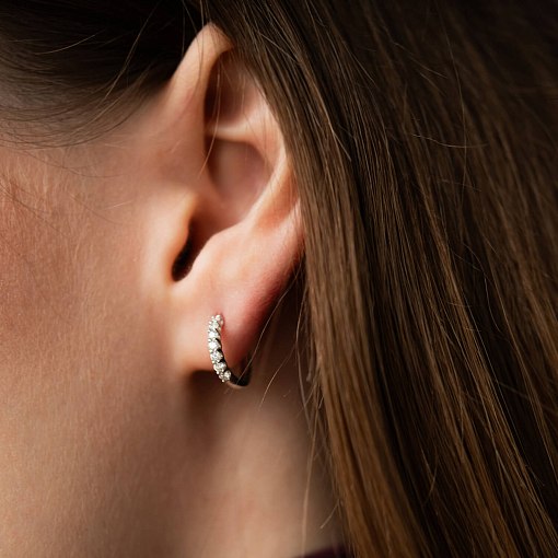 Золотые серьги - кольца с бриллиантами сб0564sm 4