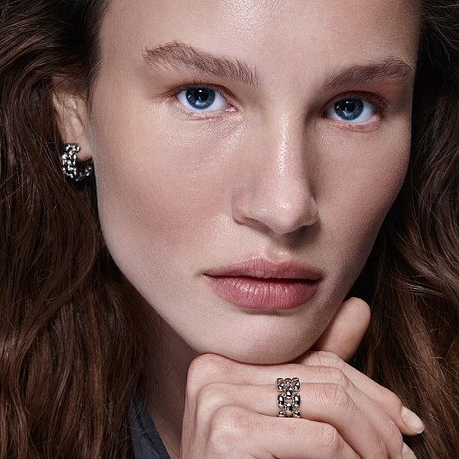 Серьги - кольца "Charlie" в белом золоте с09619 4