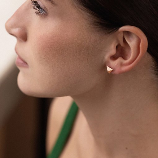 Серьги - пусеты "Пирамида" в красном золоте с08091 2