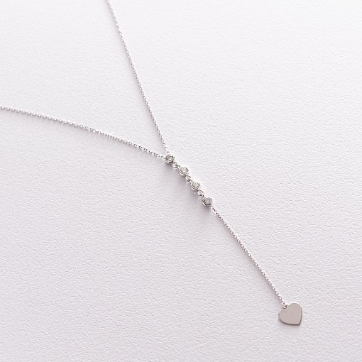 Колье из белого золота с фианитами кол01515 4