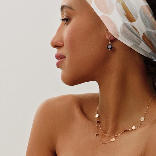 Золотые серьги "Влечение" (альмандин) с05296 5