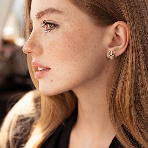 Асимметричные серьги "Герб Украины - Тризуб" (белое золото) с08028 3