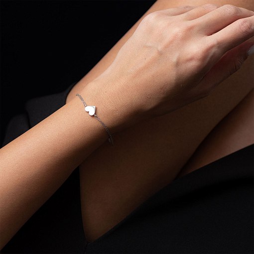 Браслет "Сердце" в белом золоте б04550 2