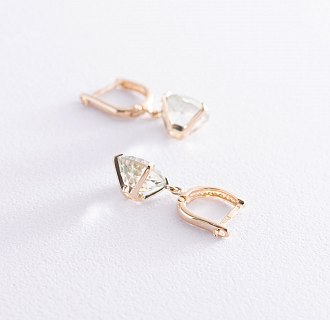 Серьги "Влечение" с фианитами в желтом золоте с05703f №3