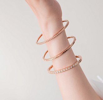 Жесткий золотой браслет "Кубики" б05613 №6