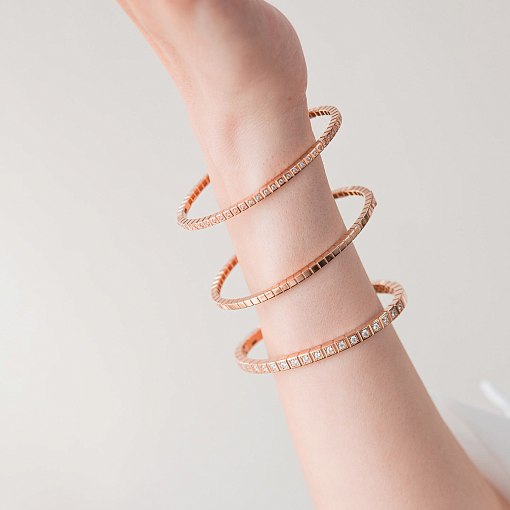 Жесткий золотой браслет "Кубики" б05613 6