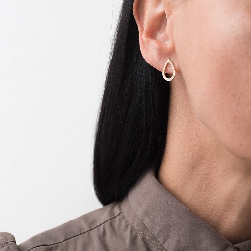 Серьги-пусеты капельки в желтом золоте 1.4*1.0 см с06317