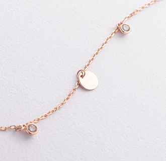 Колье "Монетки" в красном золоте (фианиты) кол02624 №2