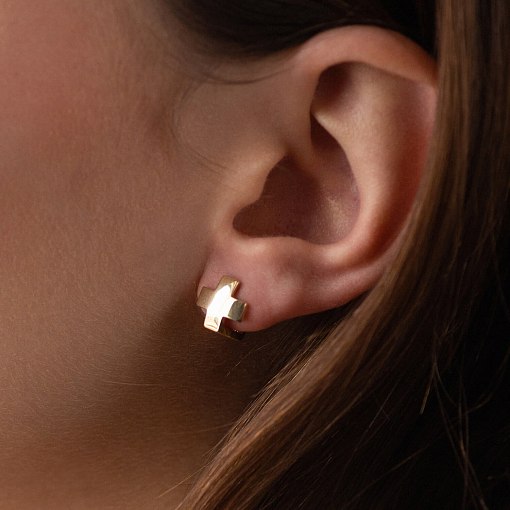 Серьги "Крестики" (желтое золото) с06954 5