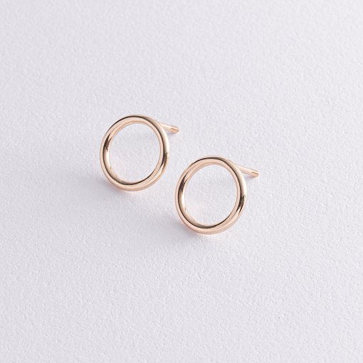 Серьги-пусеты "Круговорот" в желтом золоте (1.25 см) с06694 5