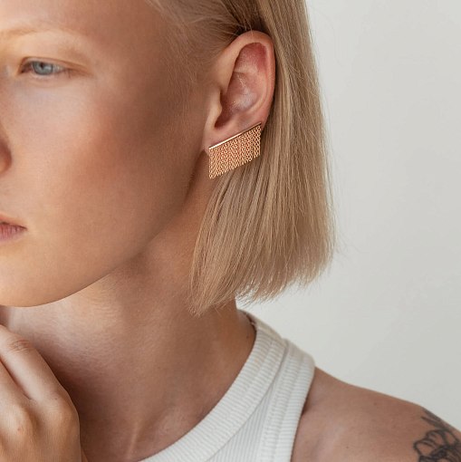 Золотые серьги - клаймберы "Камилла" с цепочками с07965 8