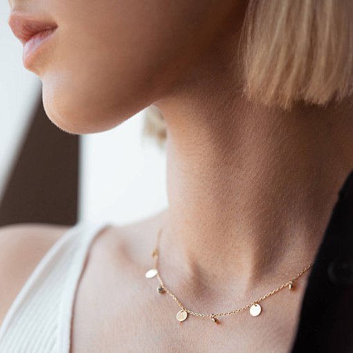 Колье "Монетки" в желтом золоте (фианиты) кол02233 6