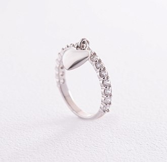 Серебрянное кольцо "Сердечко" с фианитами 069810 №3