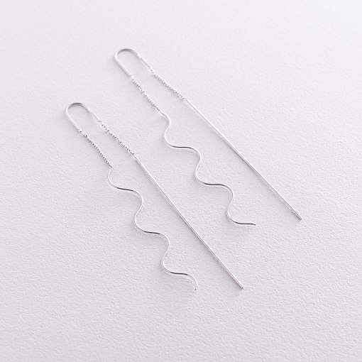 Серьги - протяжки "Милли" в белом золоте с07381 4