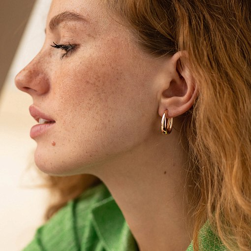 Серьги "Овальные" в красном золоте с08506 4