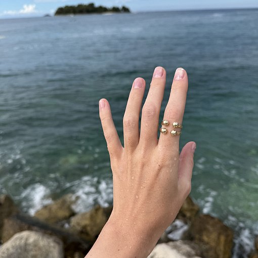 Кольцо "Шарики" в желтом золоте к08246 5