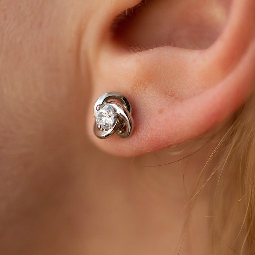 Золотые серьги - пусеты с фианитами с03396 4