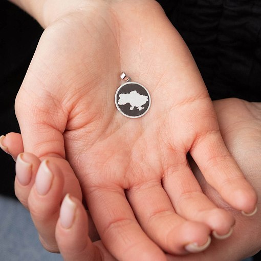 Кулон "Карта Украины" в белом золоте п03770