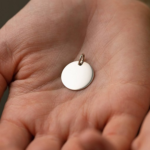 Кулон для гравировки в белом золоте (17 мм) п03520 4