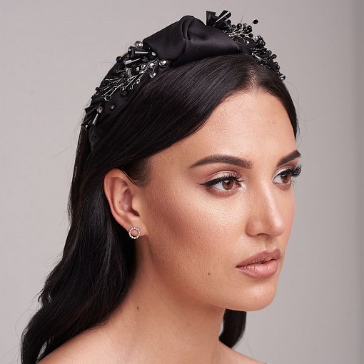 Серьги-пусеты "Гармония" в белом золоте с06903 11