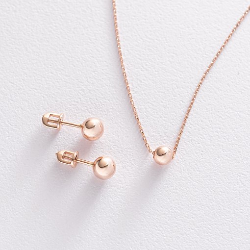 Золотые серьги - пусеты "Шарики" (0.6 см) с06934 8