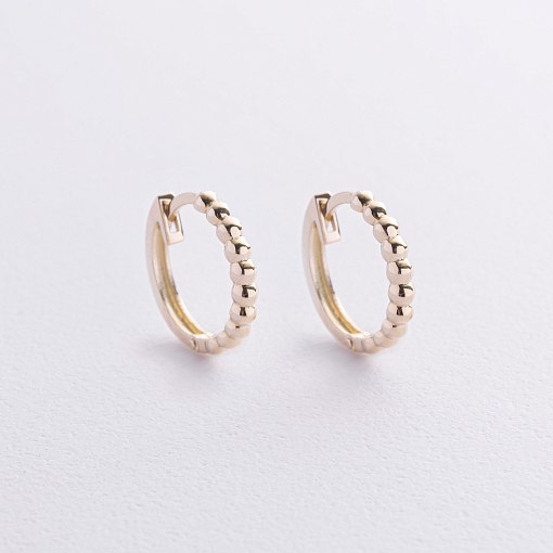 Серьги - кольца в желтом золоте (шарики) с09045