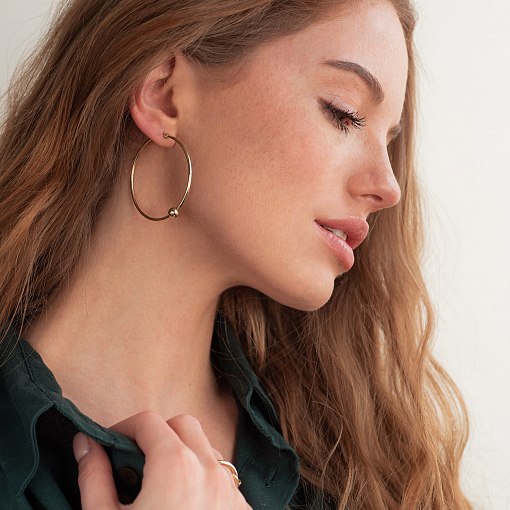 Серьги - кольца "Гармония" в желтом золоте с07326 2