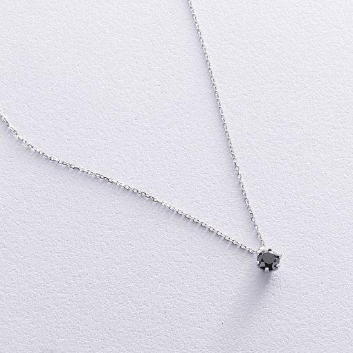 Кольє в білому золоті з чорним діамантом 736131122 5